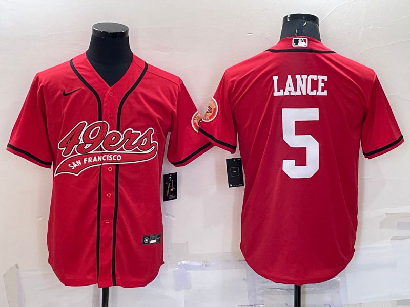 Men San Francisco 49ers #5 Lance Red 2022 Nike Co branded NFL Jerseys